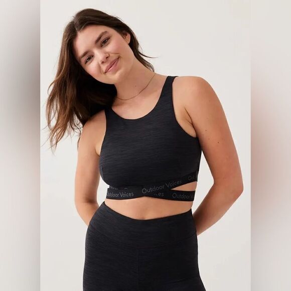 Outdoor Voices NWT Move Free Criss Cross TechSweat Night Crop Top Sports Bra M - Picture 1 of 7